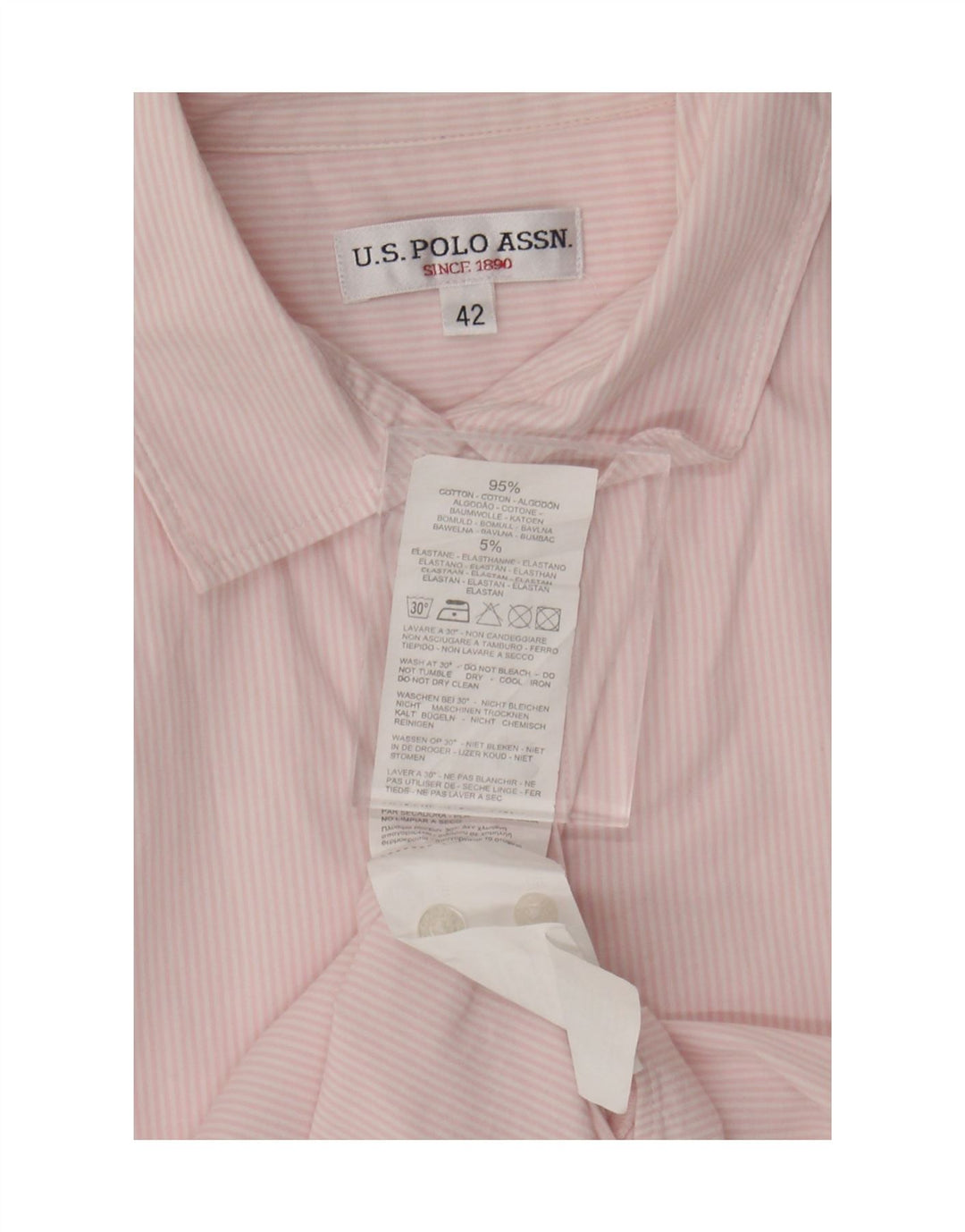 Asociación de Polo de EE. UU. Camisa Mujer IT 42 Algodón Rayas Rosa Medio
