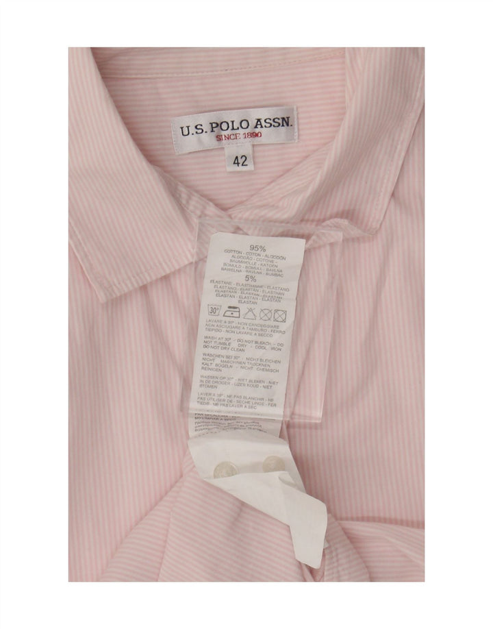 Asociación de Polo de EE. UU. Camisa Mujer IT 42 Algodón Rayas Rosa Medio