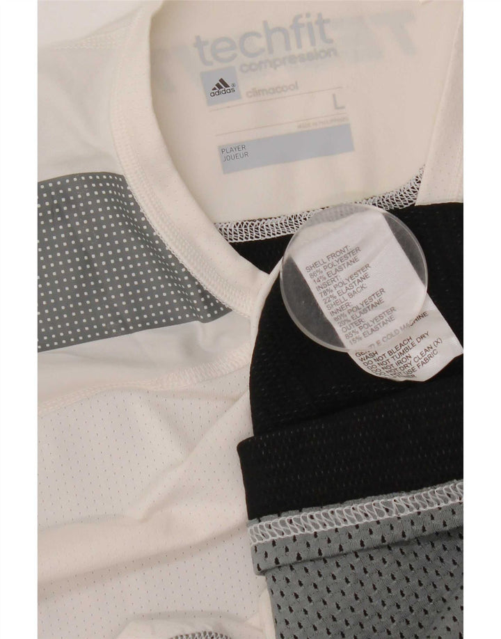 Adidas Camiseta De Compresión Gráfica Para Hombre Top Grande Blanco Colorblock