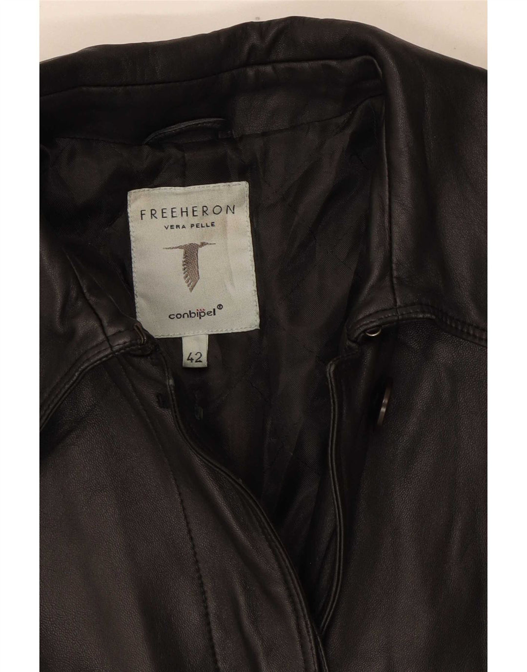 Conbipel Abrigo de cuero Free Heron para mujer IT 42 Medium Black