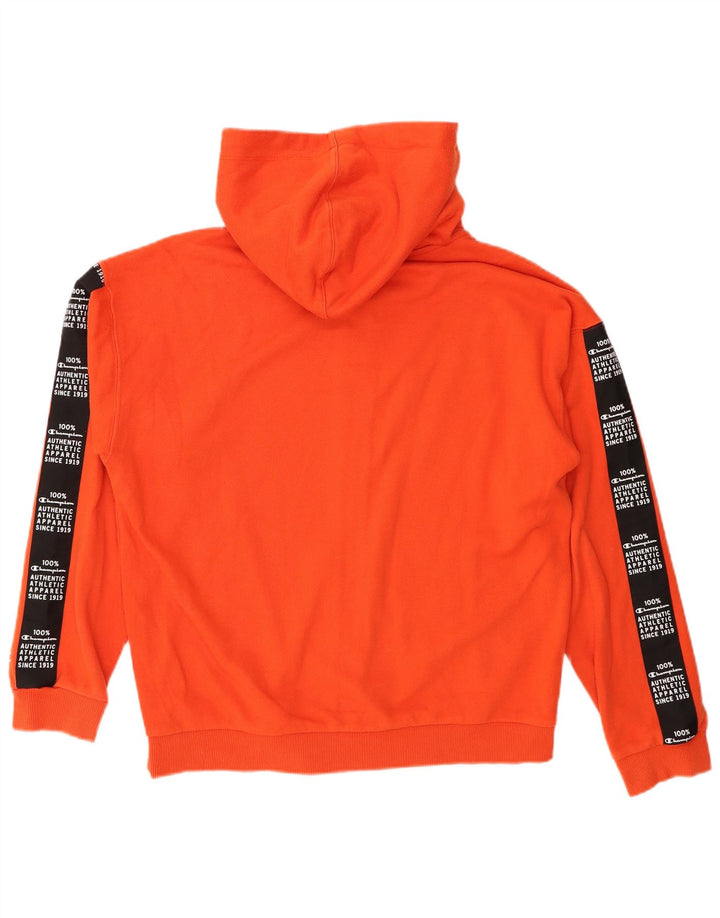 CHAMPION Suéter con capucha y cremallera gráfica para mujer UK 40 XL Naranja Colorblock