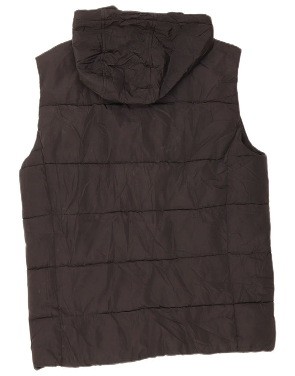 Superdry Mens Hooded Padded Gilet UK 38 Medium Black Polyester