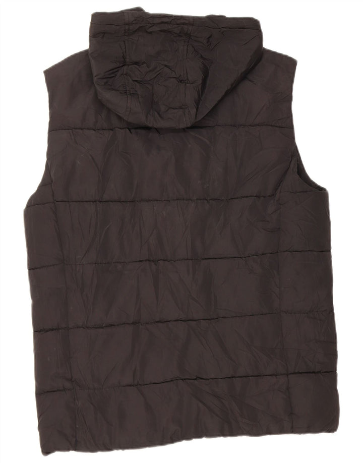 Superdry Chaleco acolchado con capucha para hombre, talla 38, poliéster negro mediano