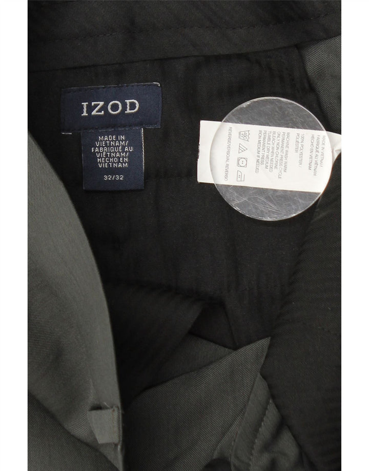 Pantalón chino recto Izod para hombre W32 L32 Poliéster gris