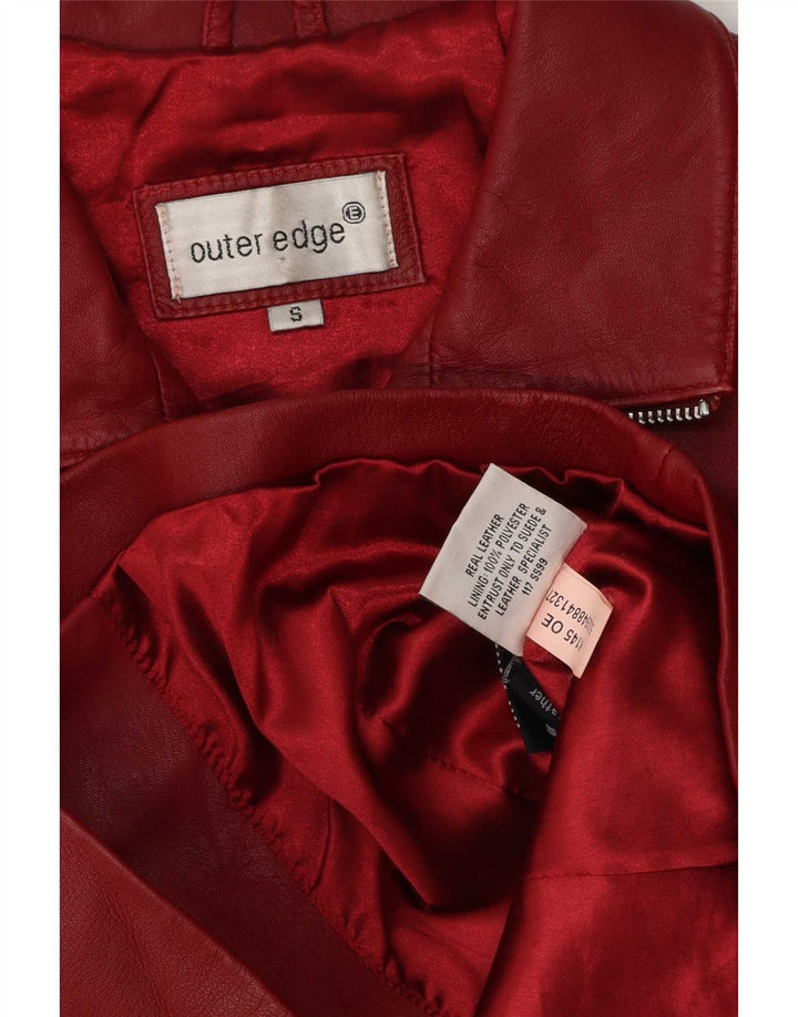 Chaqueta de cuero para mujer con borde exterior UK 10 Small Red