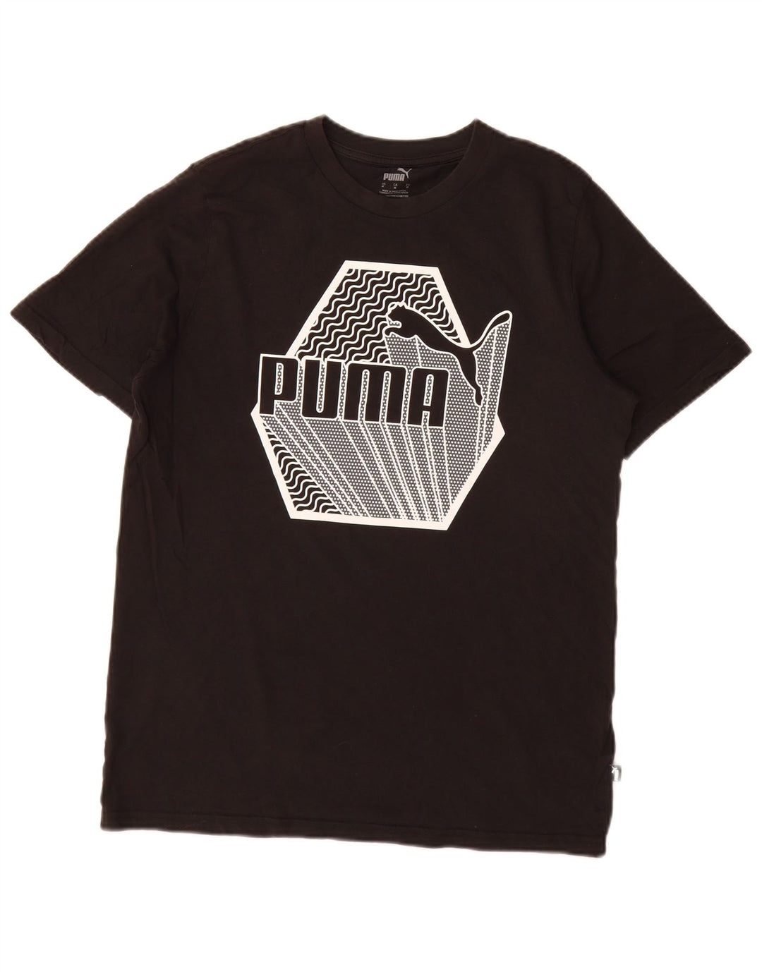 Puma Camiseta gráfica para hombre Top Medium Black Cotton