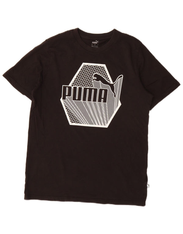 Puma Camiseta gráfica para hombre Top Medium Black Cotton
