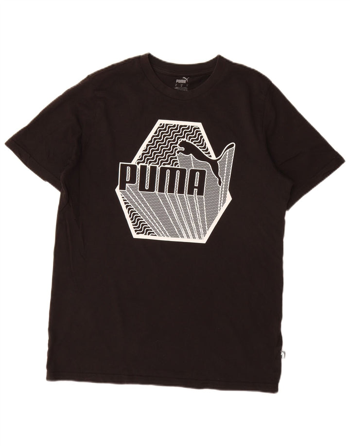 Puma Camiseta gráfica para hombre Top Medium Black Cotton