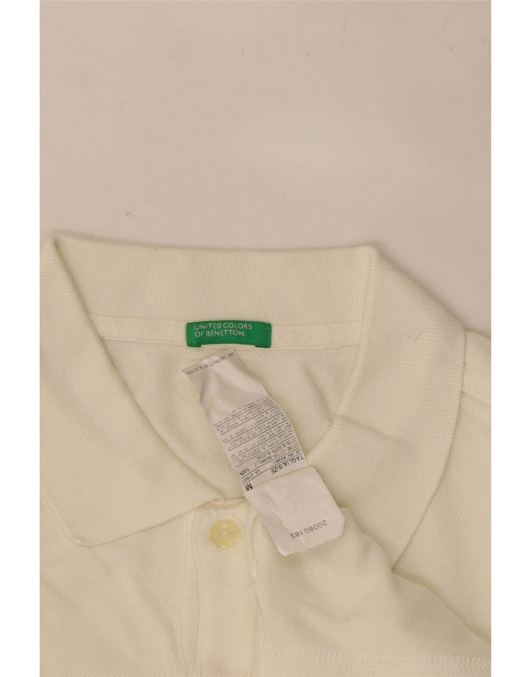 Benetton Polo De Manga Larga De Algodón Blanco Mediano Hombre