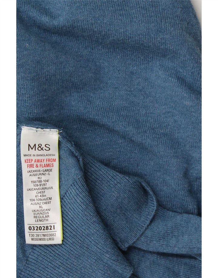Marks & Spencer - Jersey de cuello redondo para hombre, talla grande, algodón azul