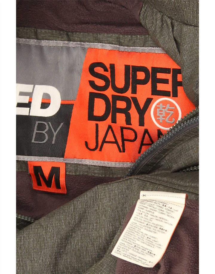Superdry Chaqueta cortavientos con capucha para hombre UK 38 Medium Khaki Nylon