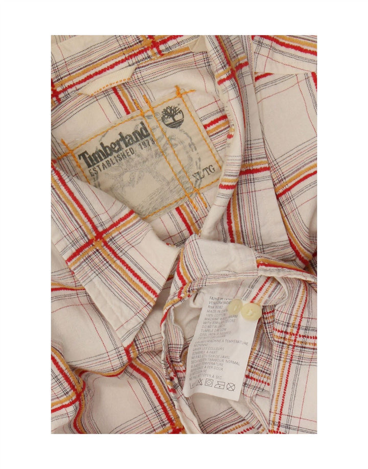 Camisa Timberland Hombre XL Algodón A Cuadros Blanco