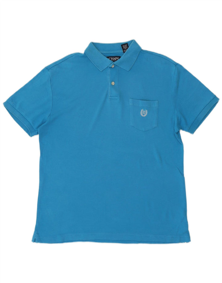 CHAPS Polo de ajuste personalizado para hombre de algodón azul medio