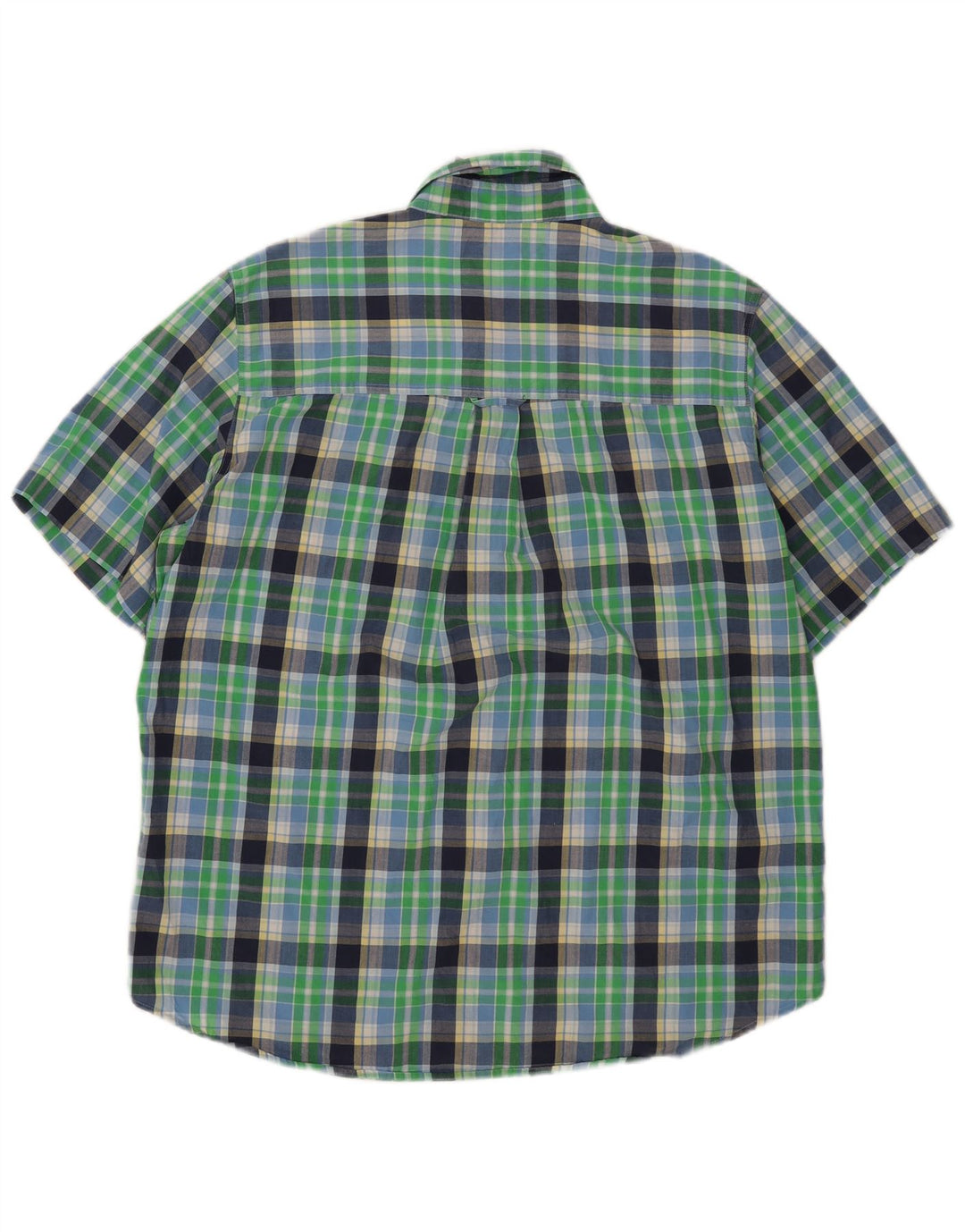 Chaps Camisa de manga corta para hombre de fácil cuidado, algodón a cuadros verde grande