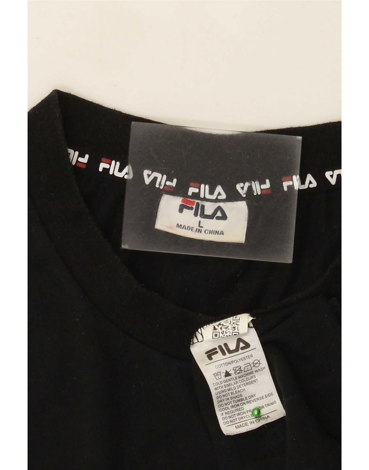 Fila - Camiseta gráfica para hombre, talla grande, algodón negro