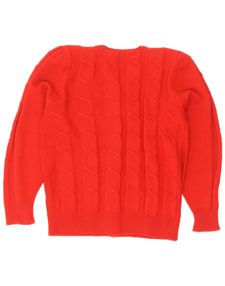 Vintage mujer Cardigan suéter Reino Unido 14/16 medio rojo poliacrílico