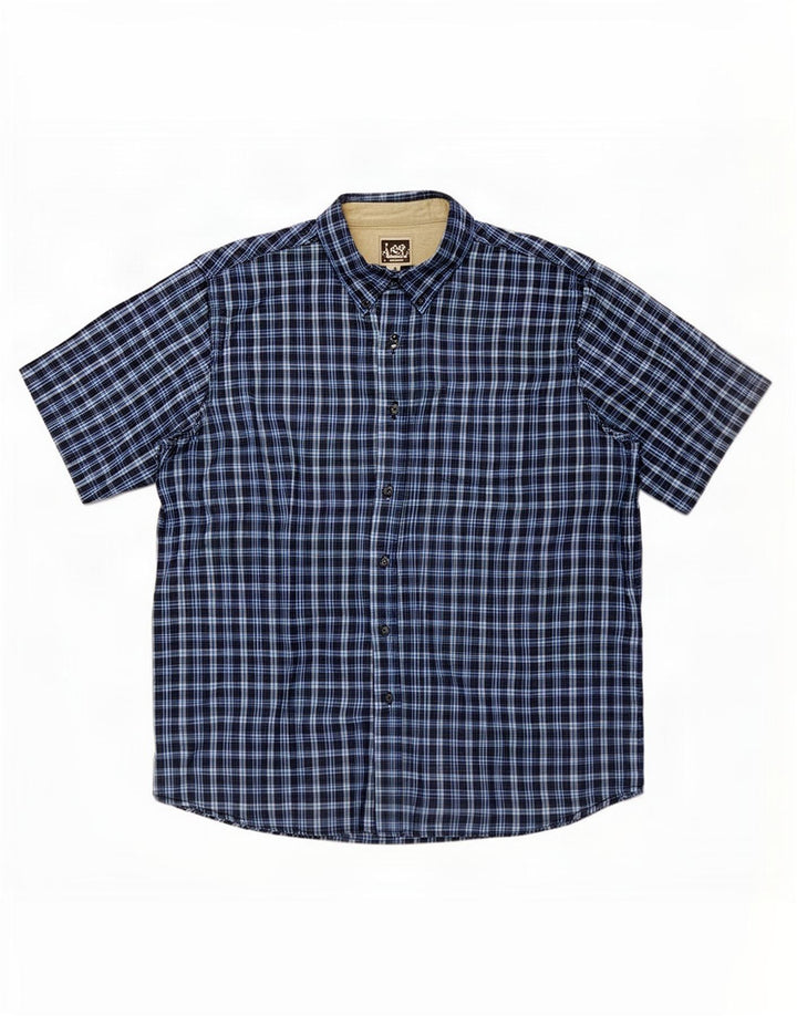 Lee - Camisa de manga corta para hombre, talla 2XL, algodón a cuadros azul marino