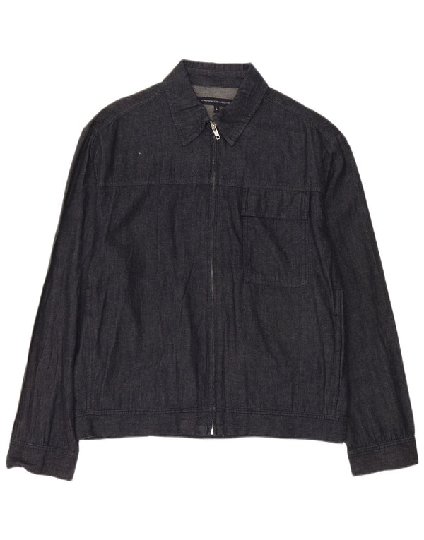 French Connection Chaqueta bomber vaquera para hombre UK 40 Grande Algodón azul marino
