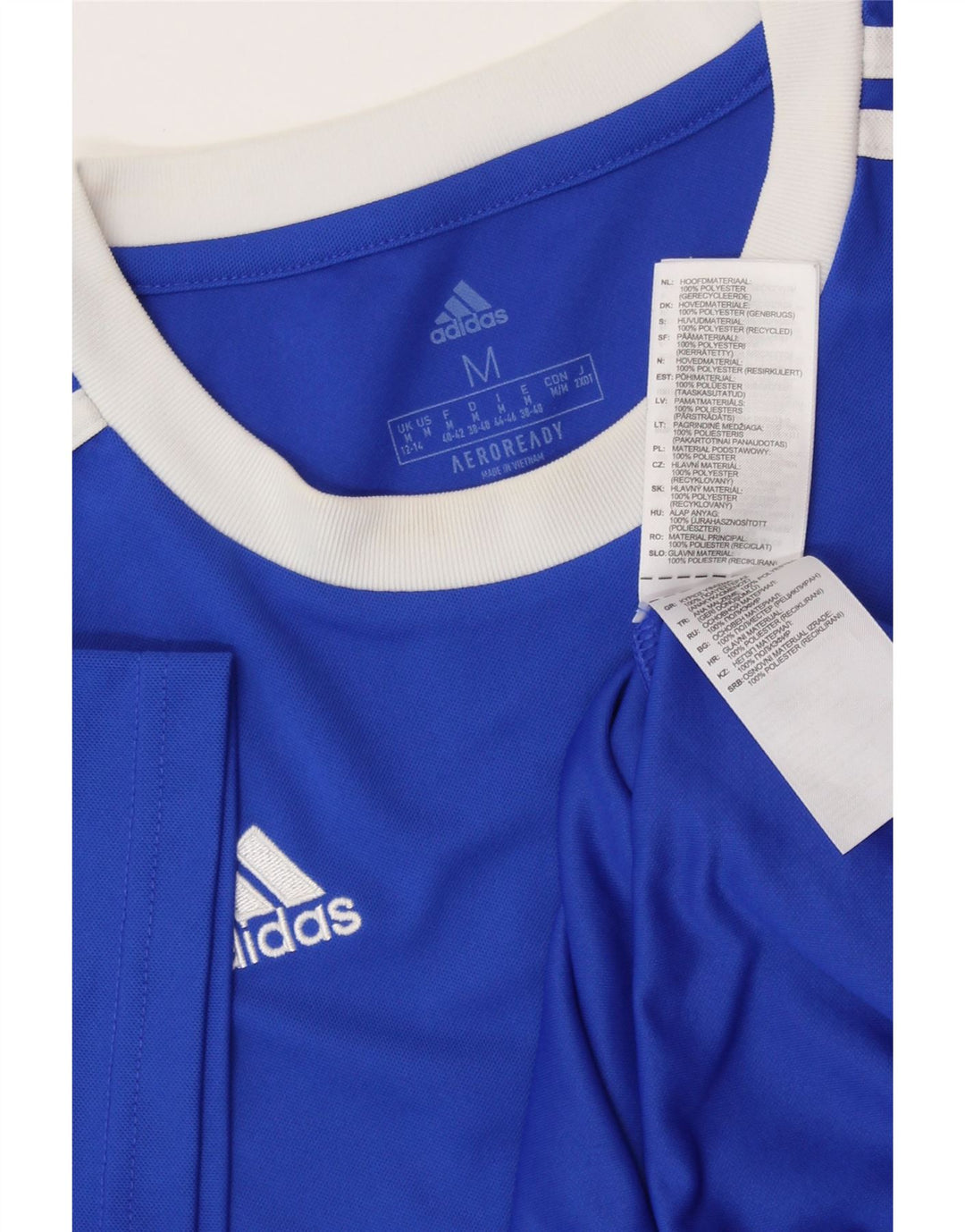 ADIDAS Mujer Aeroready Camiseta Top UK 12/14 Azul Medio Poliéster