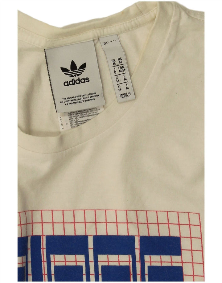 Adidas Camiseta gráfica para hombre Top mediano de algodón blanco roto
