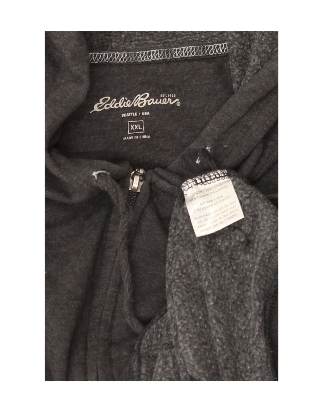 EDDIE BAUER Mens Zip Hoodie Sweater 2XL Grey Cotton Vintage Eddie Bauer and Second-Hand Eddie Bauer from Messina Hembry 