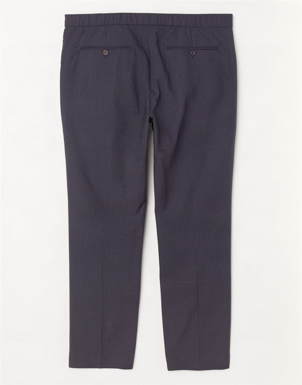 Marks & Spencer Pantalón de traje recto para hombre W40 L29 Pata de gallo azul marino