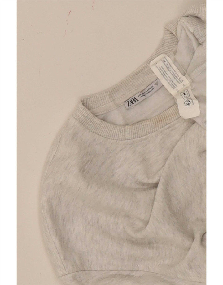 Zara Mujer Sudadera Corta De Gran Tamaño Jersey UK 10 Pequeño Gris Moteado