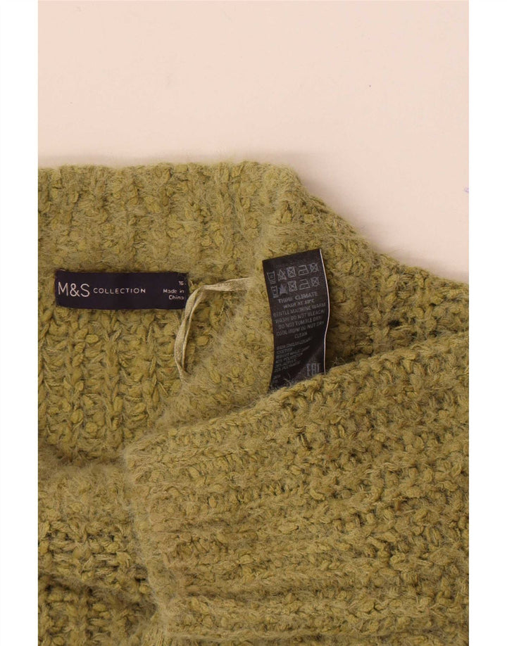Marks & Spencer Suéter tipo jersey con cuello alto para mujer UK 46 Large Khaki