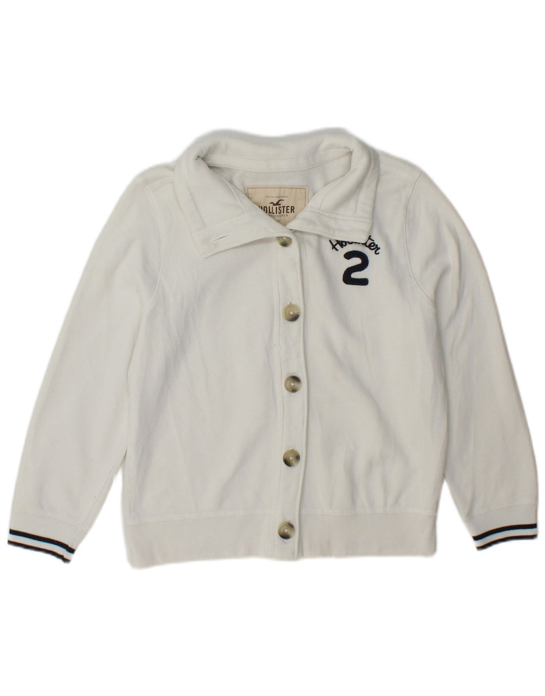 HOLLISTER Chaqueta superior de chándal gráfico para mujer Reino Unido 40 Grande Algodón blanco