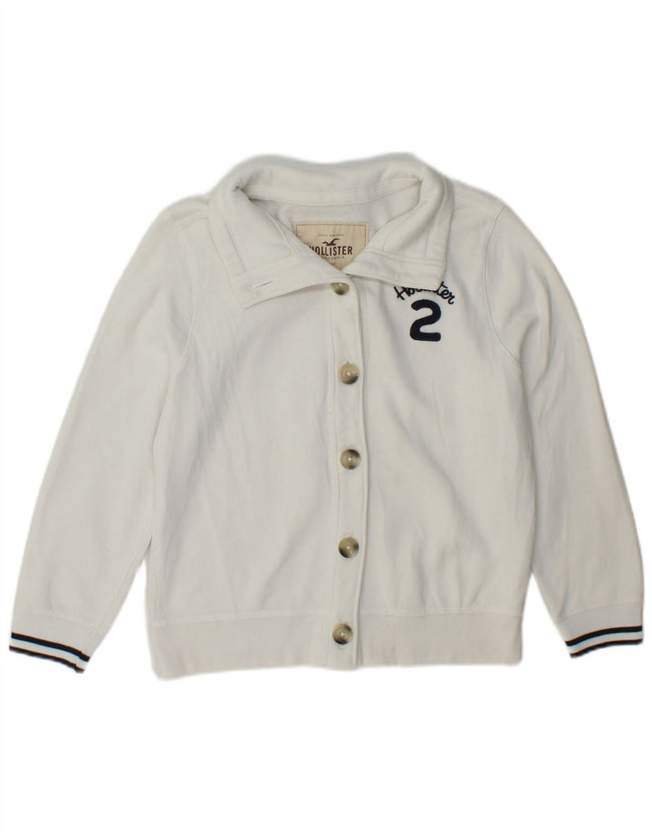 HOLLISTER Chaqueta superior de chándal gráfico para mujer Reino Unido 40 Grande Algodón blanco