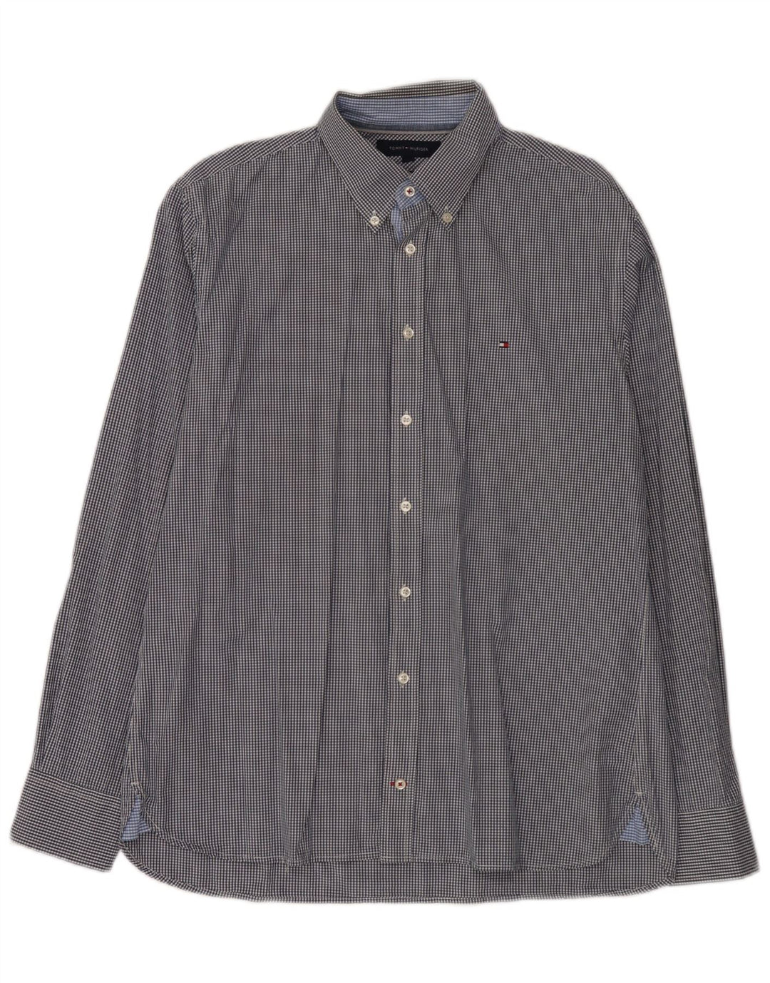 Camisa Tommy Hilfiger de corte personalizado para hombre de algodón a cuadros azul grande