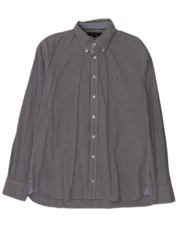 Camisa Tommy Hilfiger de corte personalizado para hombre de algodón a cuadros azul grande