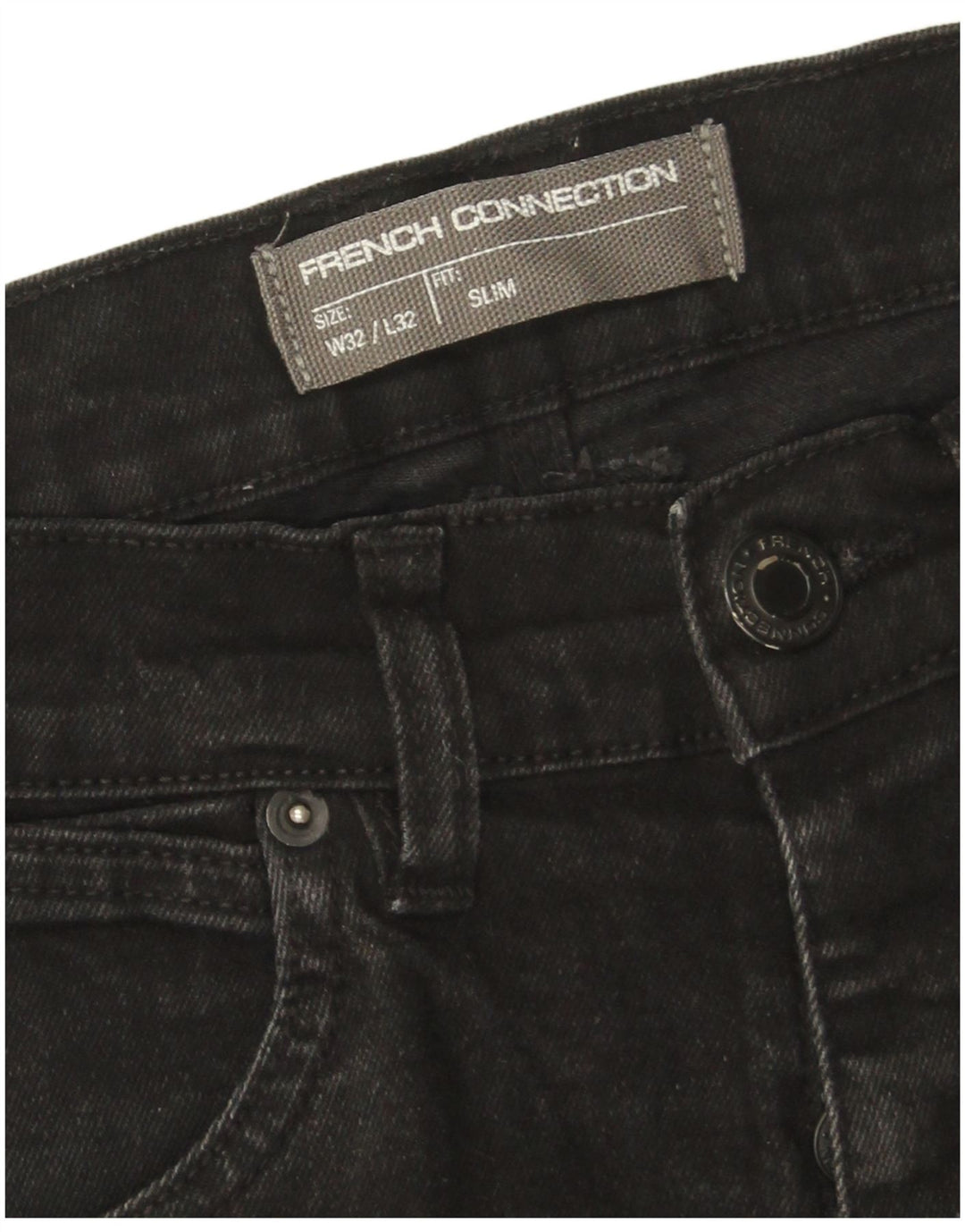 French Connection Vaqueros ajustados para hombre W32 L32 Algodón negro