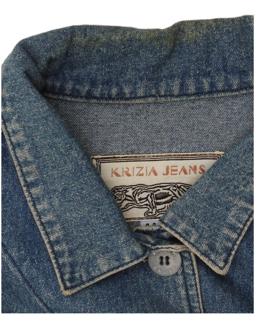 KRIZIA JEANS Chaqueta vaquera corta extragrande para mujer IT 44 Azul medio Floral