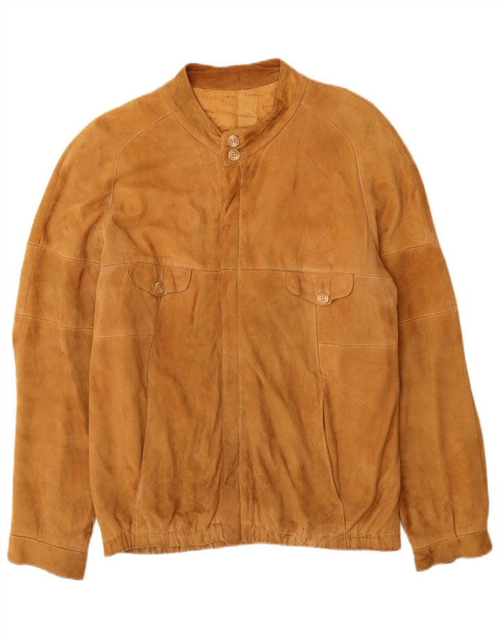 Vintage hombres ante bomber chaqueta Reino Unido 38 marrón medio