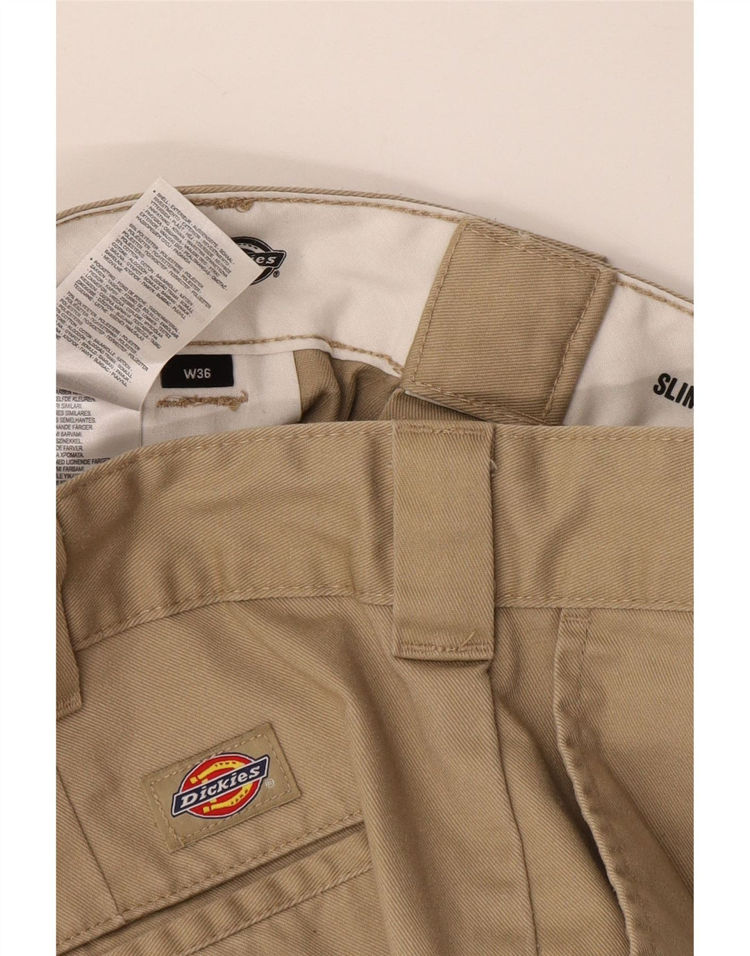 Dickies Pantalones cortos chinos ajustados para hombre W36 Poliéster beige grande