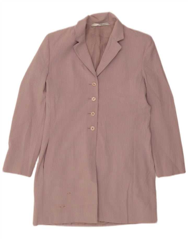 Marks & Spencer Chaqueta tipo blazer larga con 4 botones para mujer, talla M, color morado