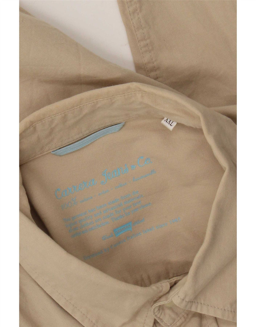 Camisa Carrera Hombre 2XL Algodón Beige