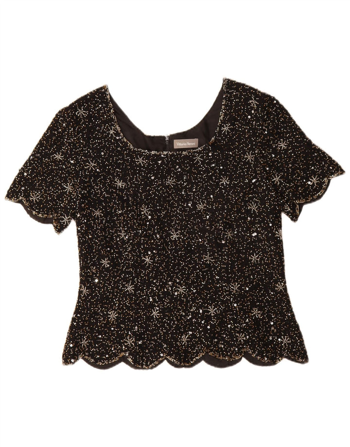 Vittoria Verani Blusa Mujer Top IT 42 Mediano Seda Negra