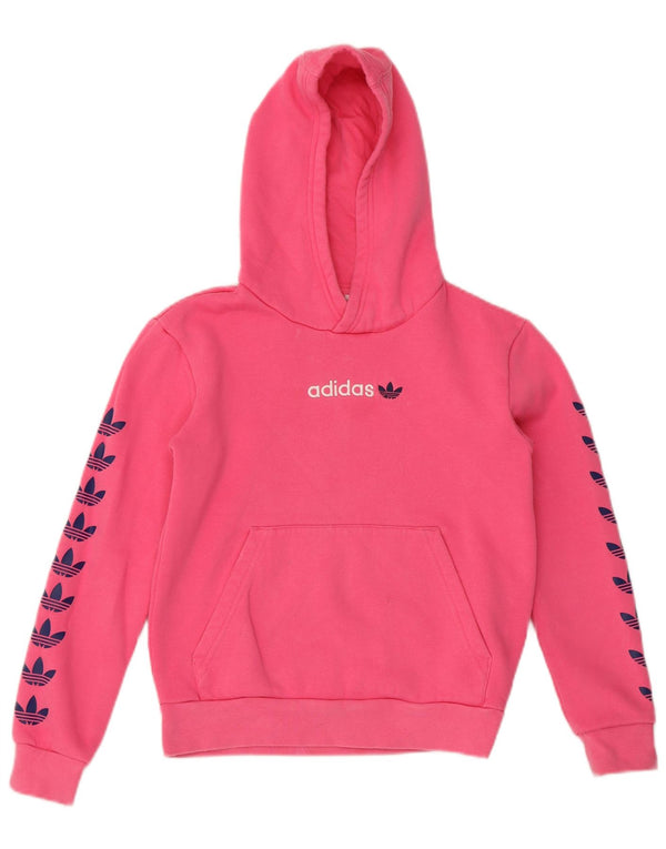 Adidas - Sudadera con capucha para niña, 9-10 años, algodón rosa
