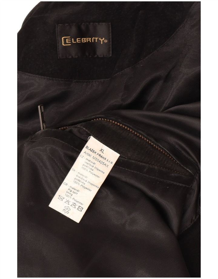 Vintage hombres ante chaqueta Reino Unido 42 XL cuero marrón
