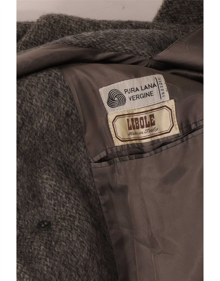 Abrigo Lebole para hombre UK 36 Small Gris Lana Virgen