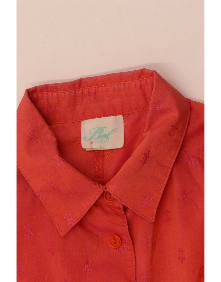 Vintage mujer camisa de manga larga EU 38 algodón moteado rojo medio