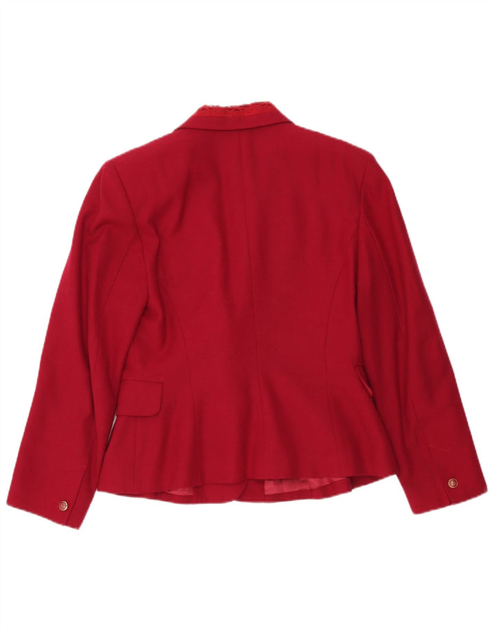 Vintage mujer chaqueta blazer de doble pecho IT 42 lana mediana burdeos