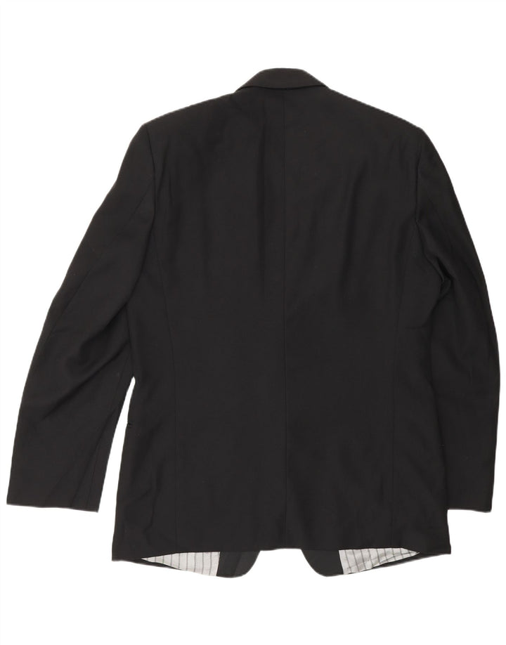 Vintage Hombre 1 Botón Blazer Chaqueta IT 48 Mediana Lana Negra