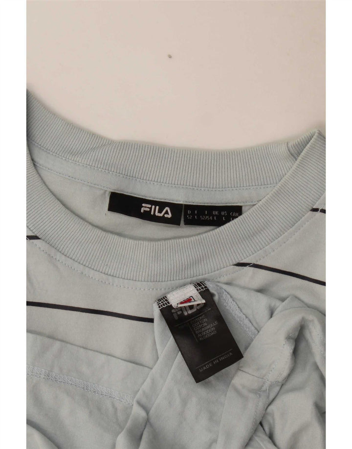 Fila Camiseta gráfica para hombre Top grande de algodón a rayas grises