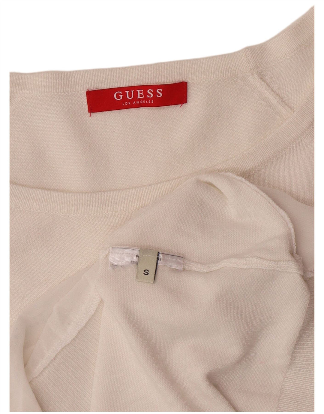 Guess Suéter gráfico con cuello barco para mujer UK 10 Small White