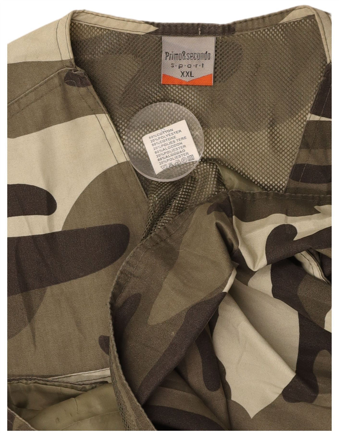 VINTAGE Mens Utility Gilet UK 44 2XL Algodón de camuflaje caqui