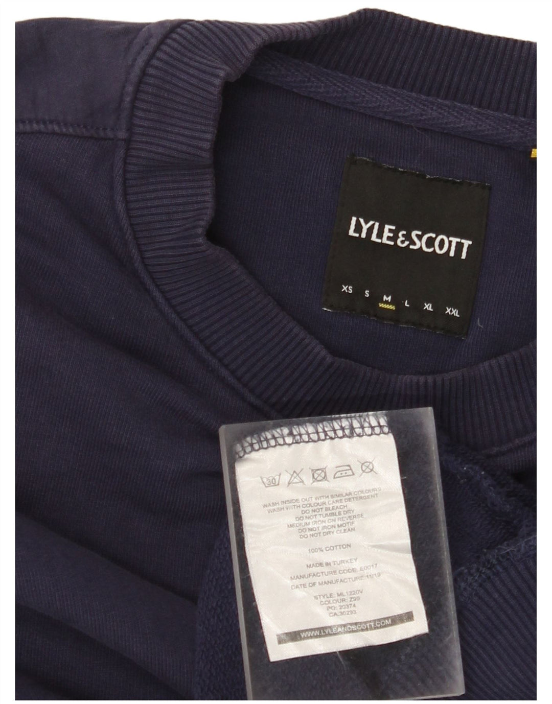 LYLE & SCOTT Sudadera tipo jersey para hombre de algodón azul marino mediano