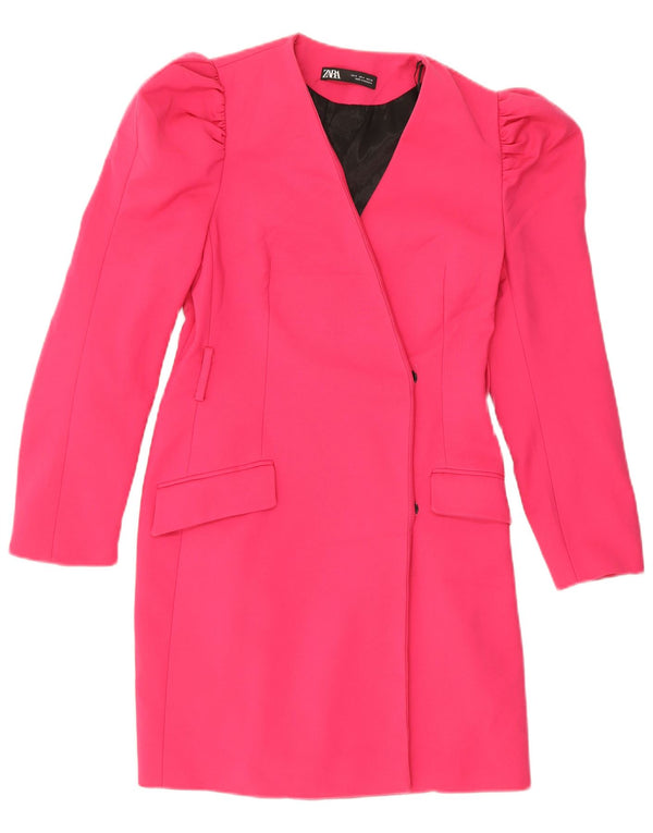 Zara Mujer Abrigo UK 8 Pequeño Algodón Rosa
